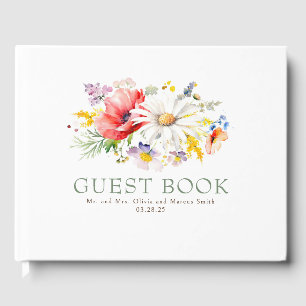 Elegant Wildflowers Wedding Guest Book