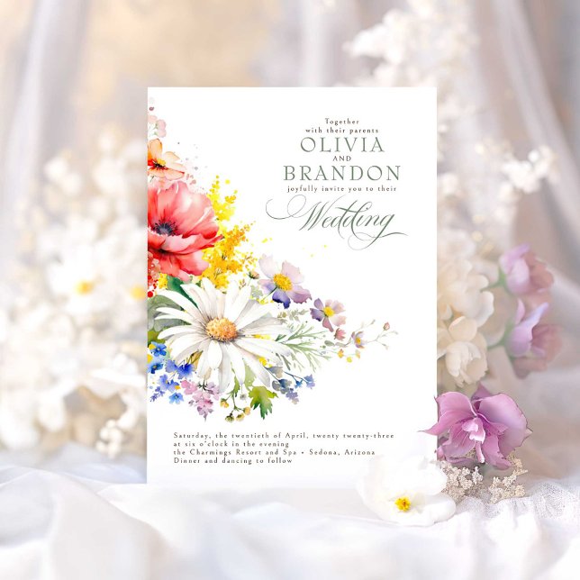Elegant Wildflowers Wedding Invitation (Wildflowers Wedding Invitations)