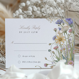 Elegant Wildflowers Wedding RSVP Card Pastel
