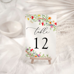 Elegant Wildflowers Wedding Table Number