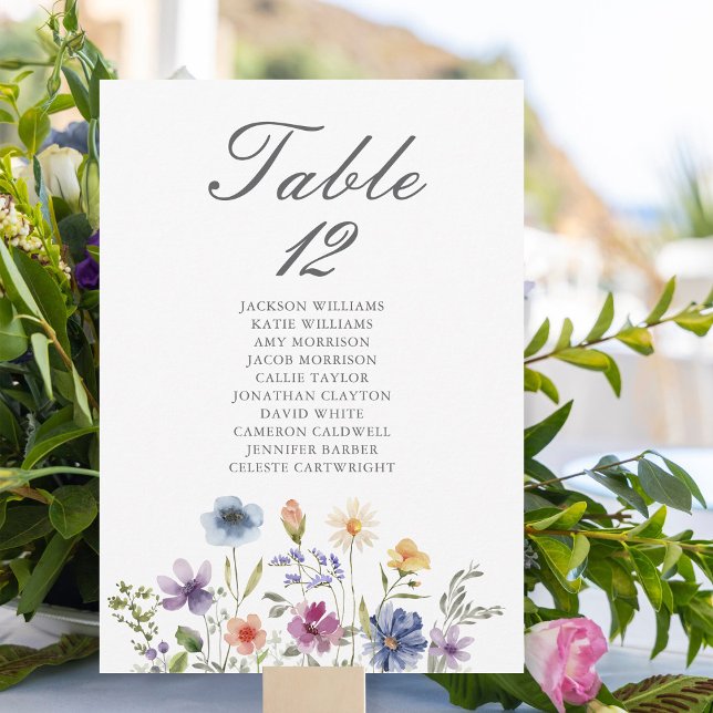 Elegant Wildflowers Wedding Table Number Card (Creator Uploaded)