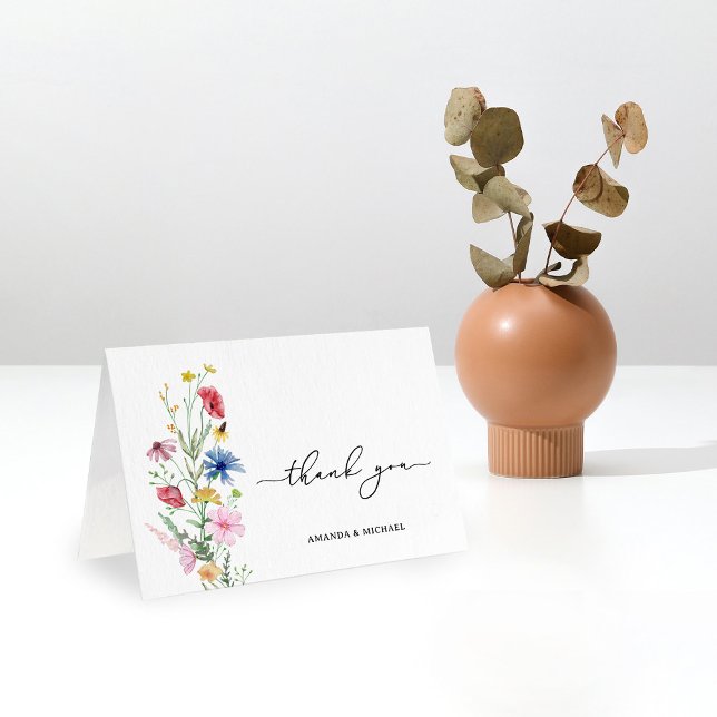 Elegant Wildflowers Wedding Thank You Card (Creator Uploaded)