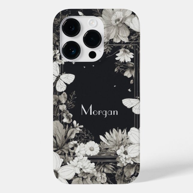Elegant Wildflowers white and black Case-Mate iPhone Case (Back)