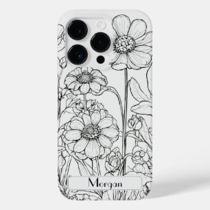 Elegant Wildflowers white and black Case-Mate iPhone 14 Pro Case