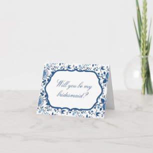 Elegant will you be my bridesmaid? Blue Proposal  Card