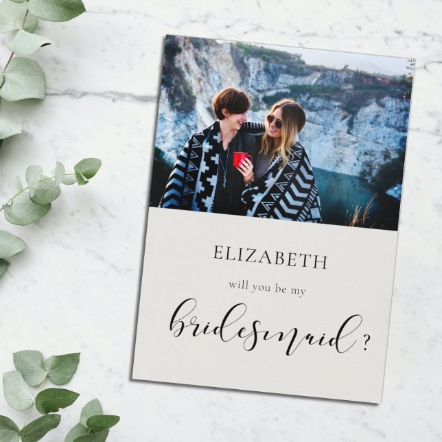 Elegant Will you be my bridesmaid photo card (Creator Uploaded)
