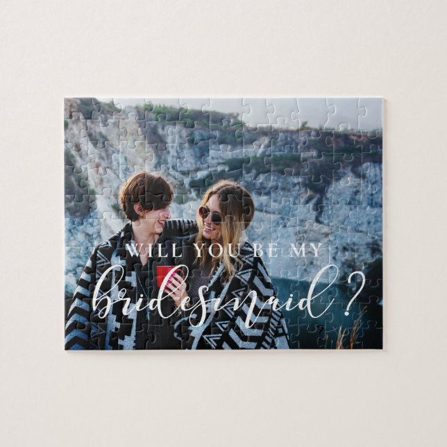 Elegant Will you be my bridesmaid photo Jigsaw Puzzle (Horizontal)