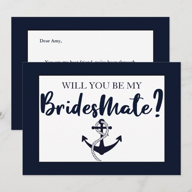 Elegant Will You Be My Bridesmate Bridesmaid Card (Front/Back)