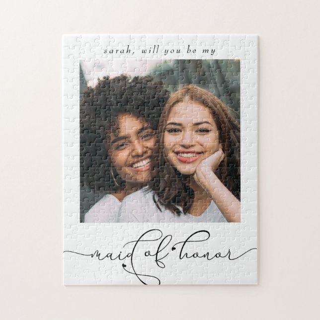 Elegant Will You Be My Maid of Honour Photo Jigsaw Puzzle (Vertical)