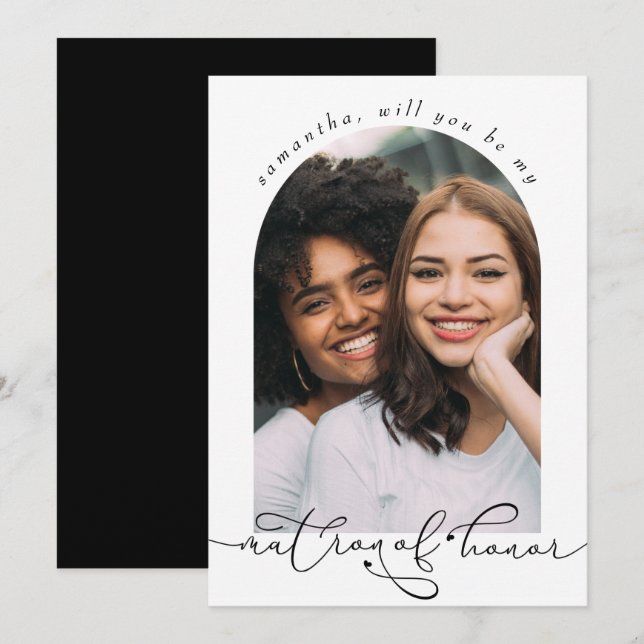 Elegant Will You Be My Matron of Honour Photo   (Front/Back)