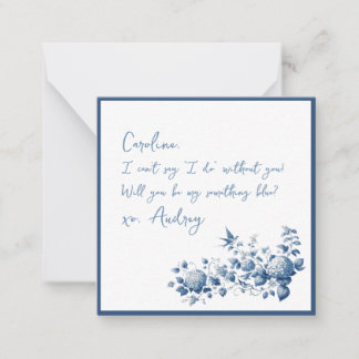 Elegant Will You Be My Something Blue Wedding Card
