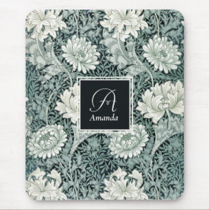 Elegant William Morris Anemone with Monogram Mouse Mat