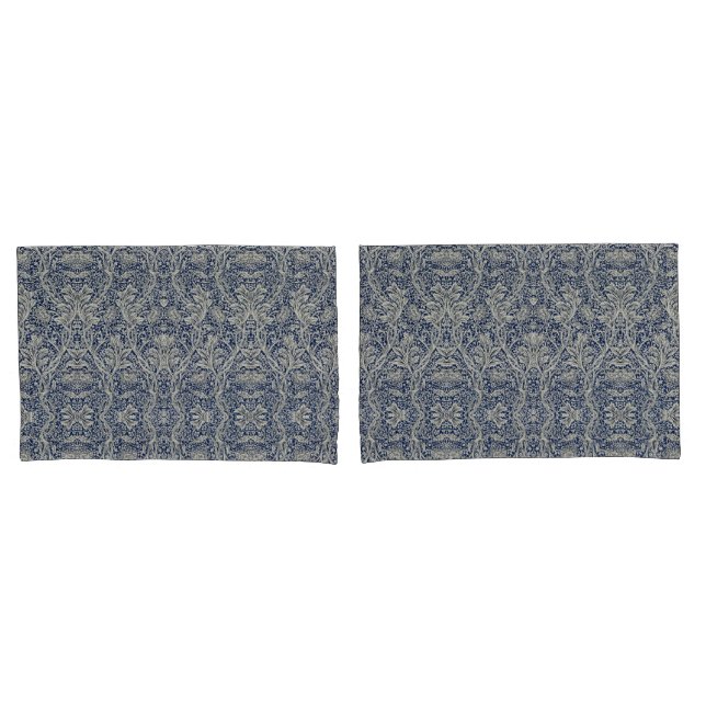 Elegant William Morris Floral Blue White Pattern   Pillowcase (Front-Set)