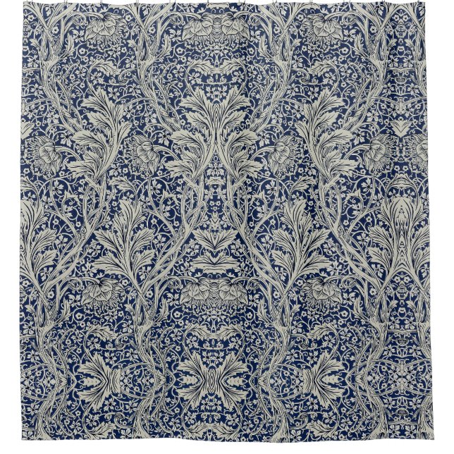 Elegant William Morris Floral Blue White Pattern   Shower Curtain (Front)