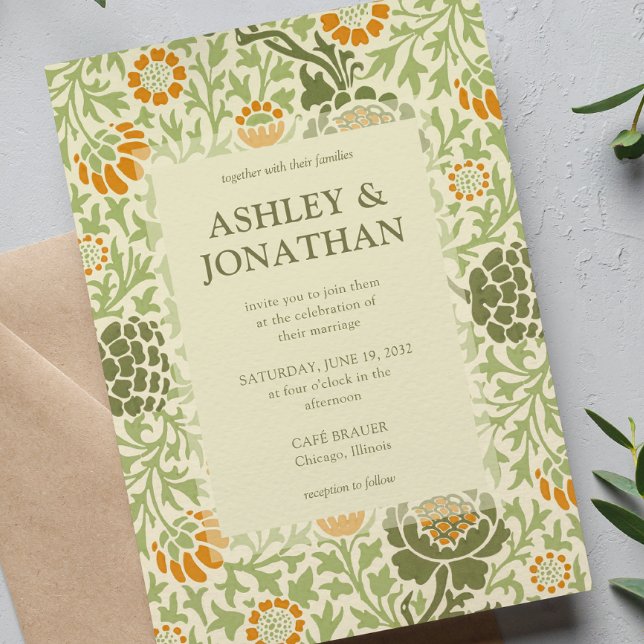 Elegant William Morris Grafton Pattern Wedding Invitation (Creator Uploaded)