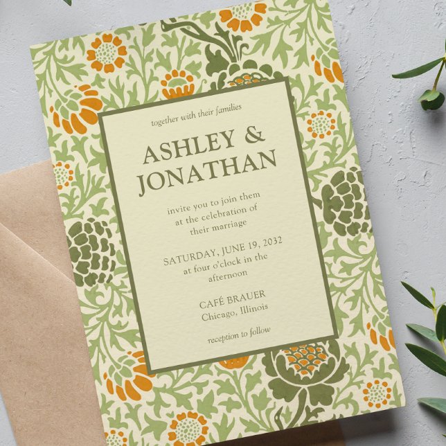 Elegant William Morris Grafton Pattern Wedding Invitation (Creator Uploaded)
