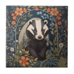 Elegant William Morris Inspired Badger Tile<br><div class="desc">Elevate your home décor with this Elegant William Morris Inspired Badger Ceramic Tile. This exquisite tile seamlessly marries the intricate beauty of William Morris-inspired patterns with the grace of a dignified badger motif. It's not just a durable and timeless addition but also a unique piece of art for your walls,...</div>