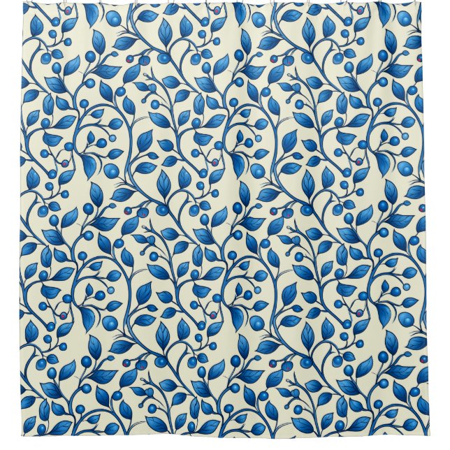 Elegant William Morris Inspired Bud Pattern  Shower Curtain (Front)