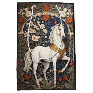 Elegant William Morris Inspired White Horse Medium Gift Bag