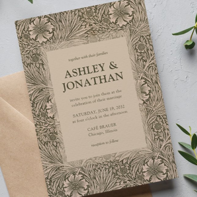 Elegant William Morris Marigold Pattern Wedding Invitation (Creator Uploaded)