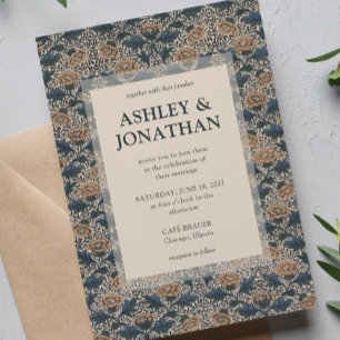 Elegant William Morris Peony Pattern Wedding Invitation
