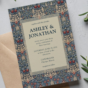 Elegant William Morris Snakeshead Pattern Wedding Invitation