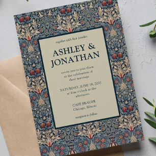 Elegant William Morris Snakeshead Pattern Wedding Invitation
