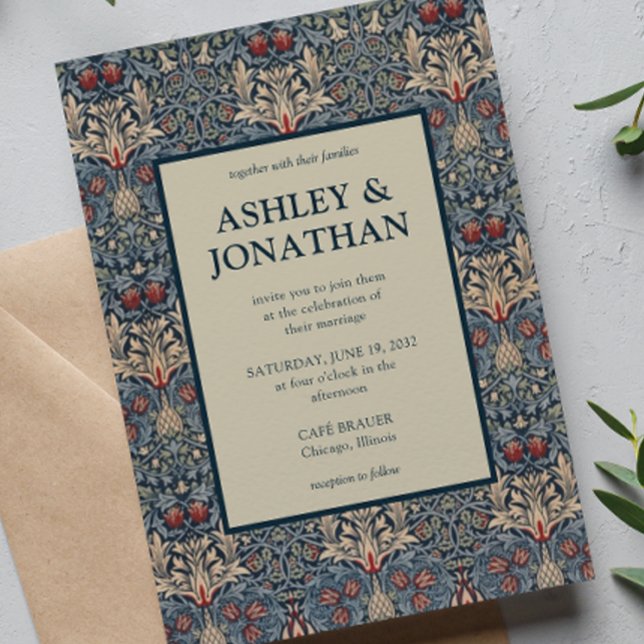 Elegant William Morris Snakeshead Pattern Wedding Invitation (Creator Uploaded)