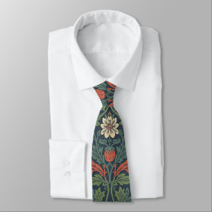 Elegant William Morris Strawberry Floral Pattern Tie