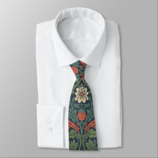 Elegant William Morris Strawberry Floral Pattern Tie
