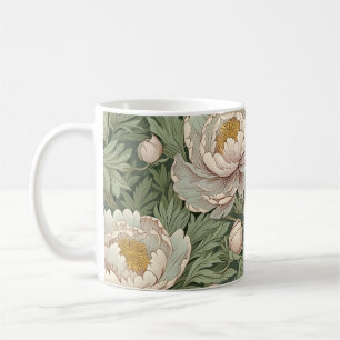 Elegant William Morris Style Peony Flowers Mug