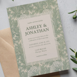 Elegant William Morris Tulip Pattern Wedding Invitation