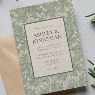 Elegant William Morris Tulip Pattern Wedding Invitation