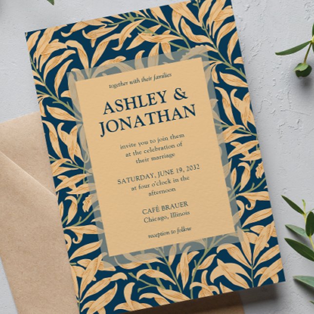 Elegant William Morris Willow Pattern Wedding Invitation (Creator Uploaded)