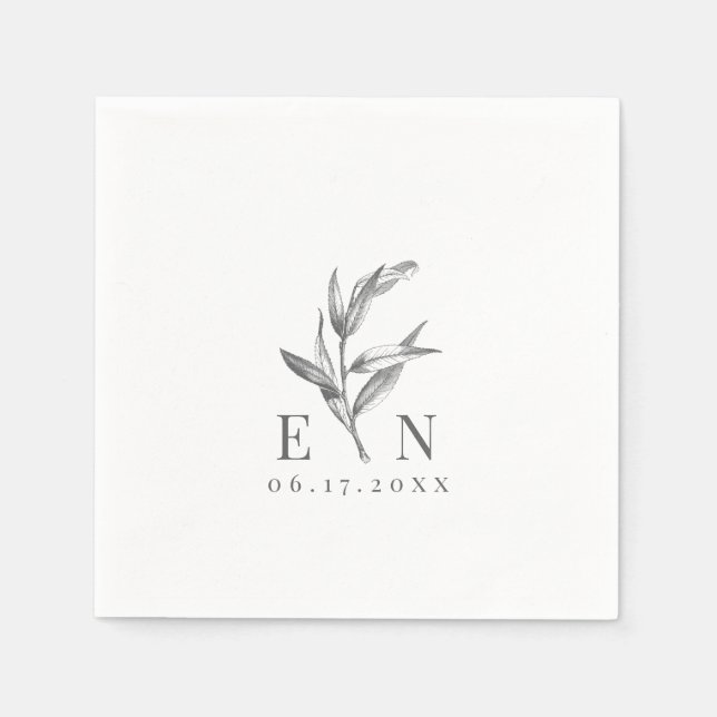 Elegant Willow Leaf Botanical | Wedding Napkin (Front)