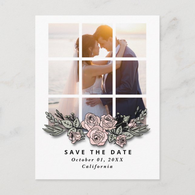 Elegant Window with Image Wedding Save the Date Postcard (Front)
