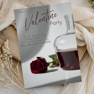 Elegant Wine and Roses Valentine's Day Party Invitation