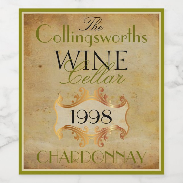 Elegant Wine Bottle Label Personalised (Single Label)