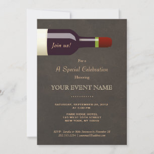 Elegant Wine Bottle, Wine Tasting Party Invitation