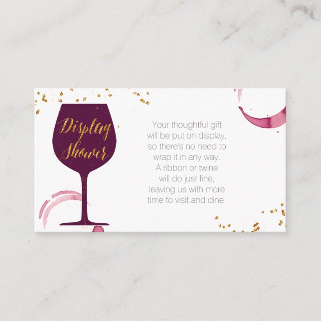 Elegant Wine bridal shower display shower Enclosure Card (Front)