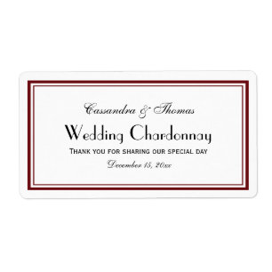 Elegant Wine / Burgundy Framed H Wine Bottle Label