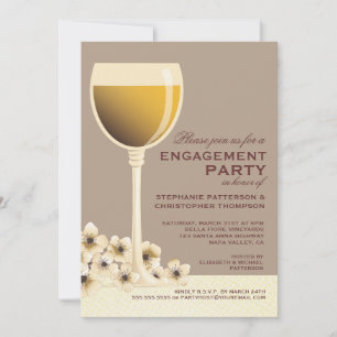 Elegant Wine & Floral Wedding Engagement Party Invitation