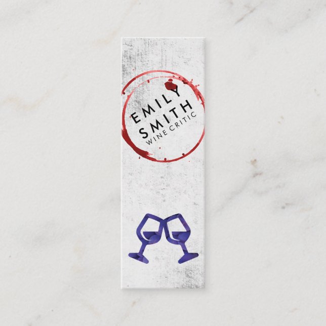 Elegant Wine Glass Rustic | Toast | Wine Stain Mini Business Card (Front)
