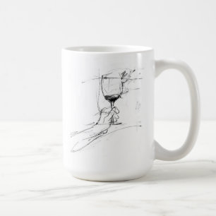 Elegant Wine Glass Toast Sketch Coffee Mug