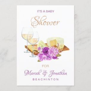 *~*  Elegant Wine Glasses Cheeses BABY SHOWER Invitation