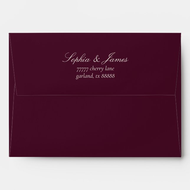 Elegant Wine Ivory Wedding Return Address Envelope (Back (Top Flap))