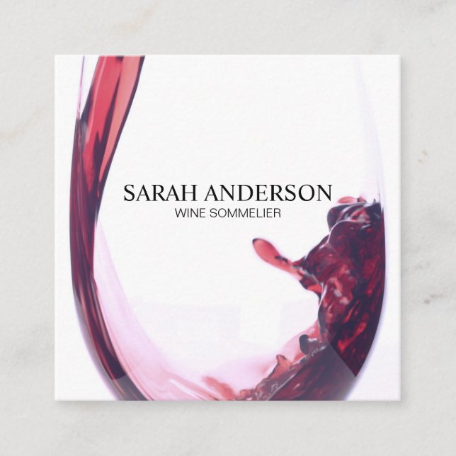 Elegant Wine Pour Square Business Card (Front)