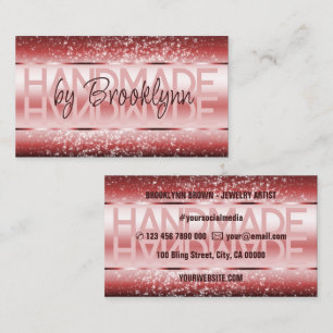 Elegant Wine Red Luxurious Sparkle Glitter Galm Business Card