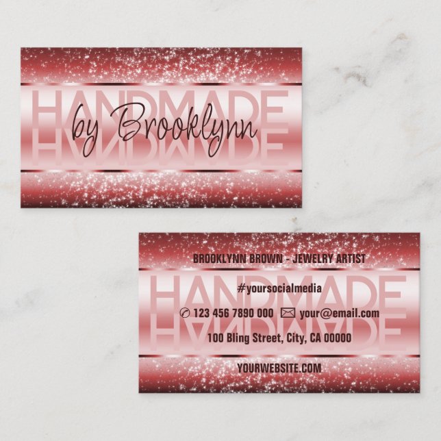 Elegant Wine Red Luxurious Sparkle Glitter Galm Business Card (Front/Back)