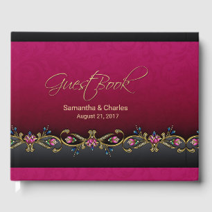 Elegant Wine Red Wedding Guest Book